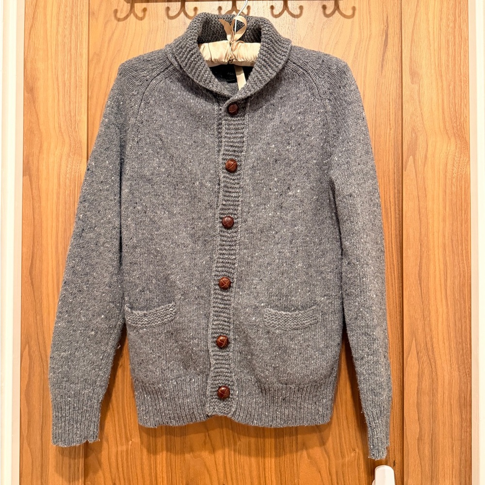 J. Crew Gray Button-Up Cardigan Wool Blend Sweater